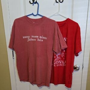 Mangy Moose Saloon T-Shirt in Red & Pink pony club red t-shirt